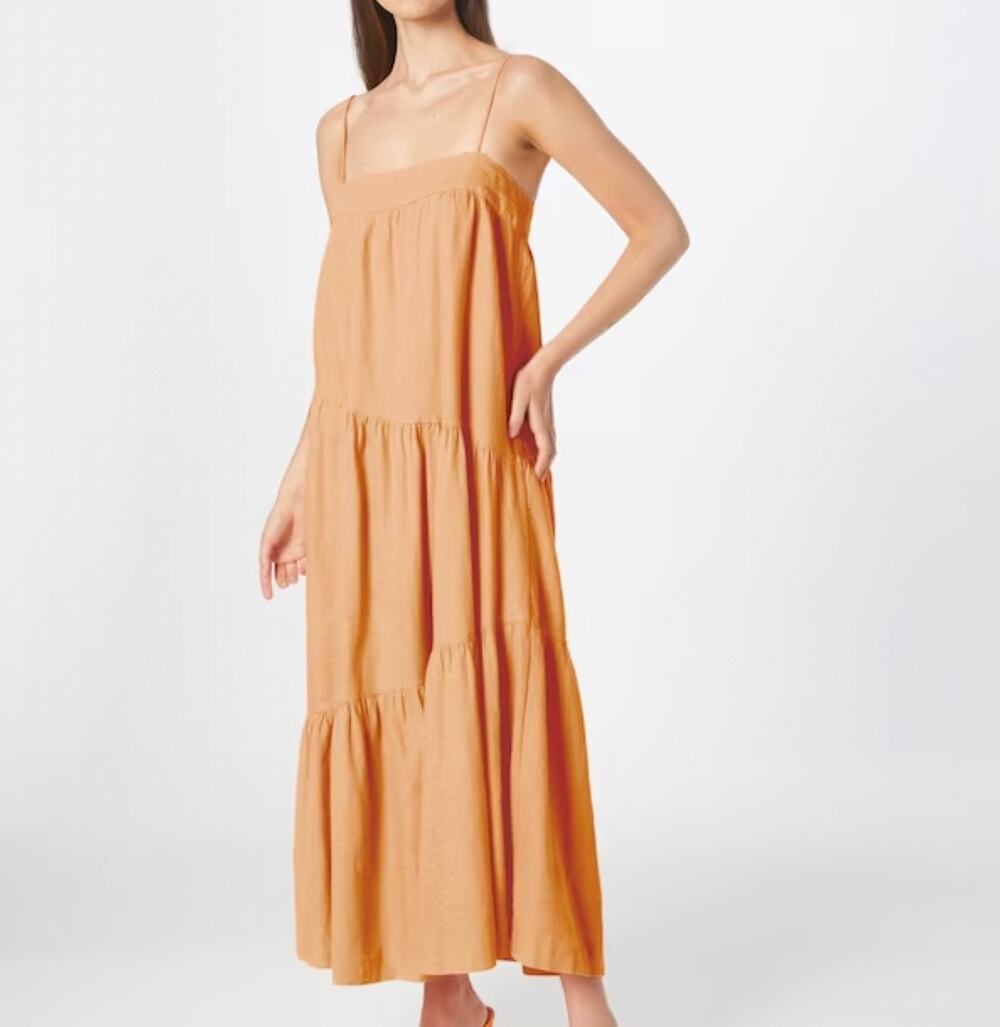 ABERCROMBIE Asymmetrical Summer Maxi Dress Light Orange XS Tall
